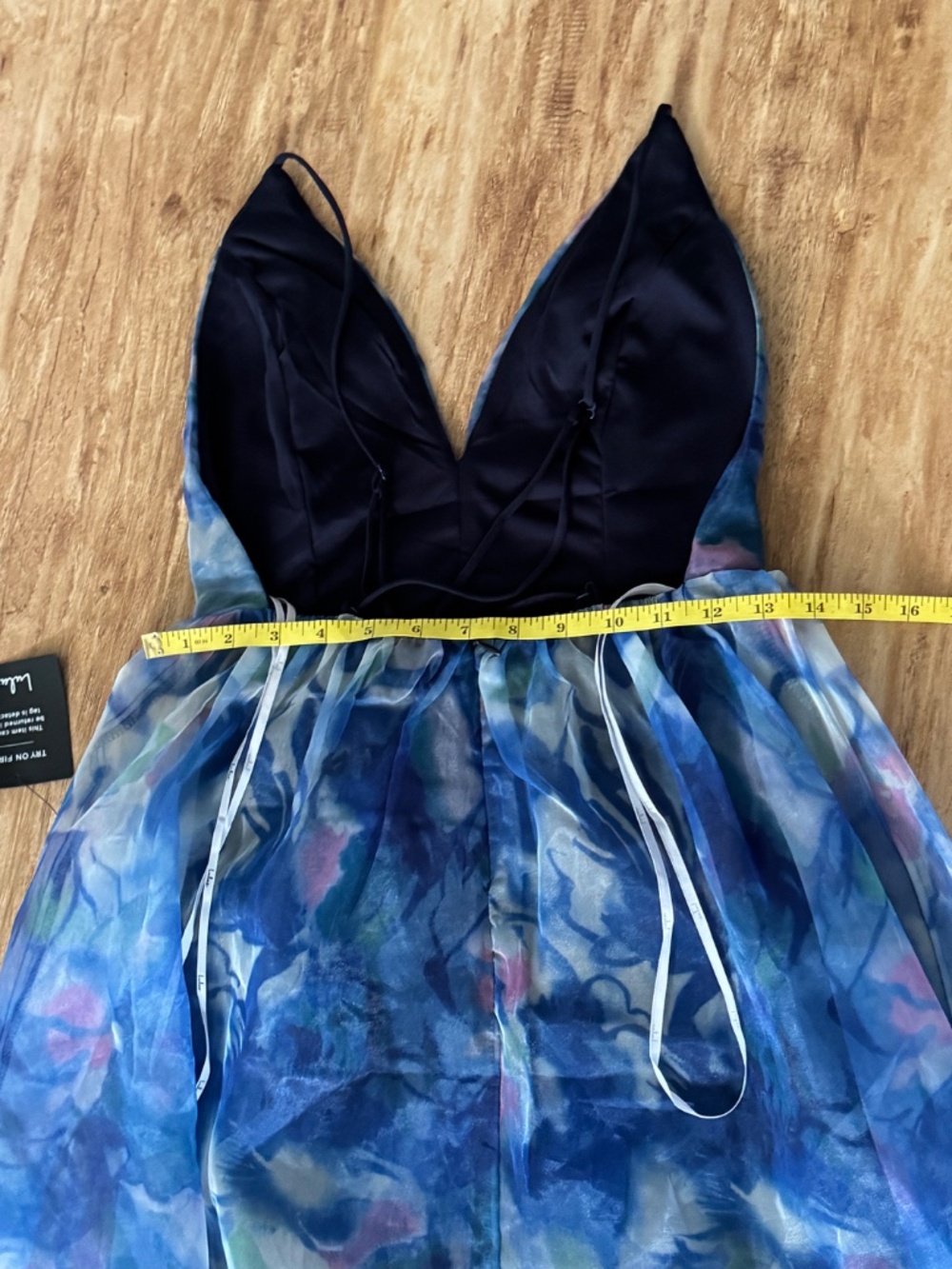 NWT Lulu's Bloom Wildly Maxi Dress Open Back Watercolor Fairy Organza Blue Sz XS - Picture 11 of 16